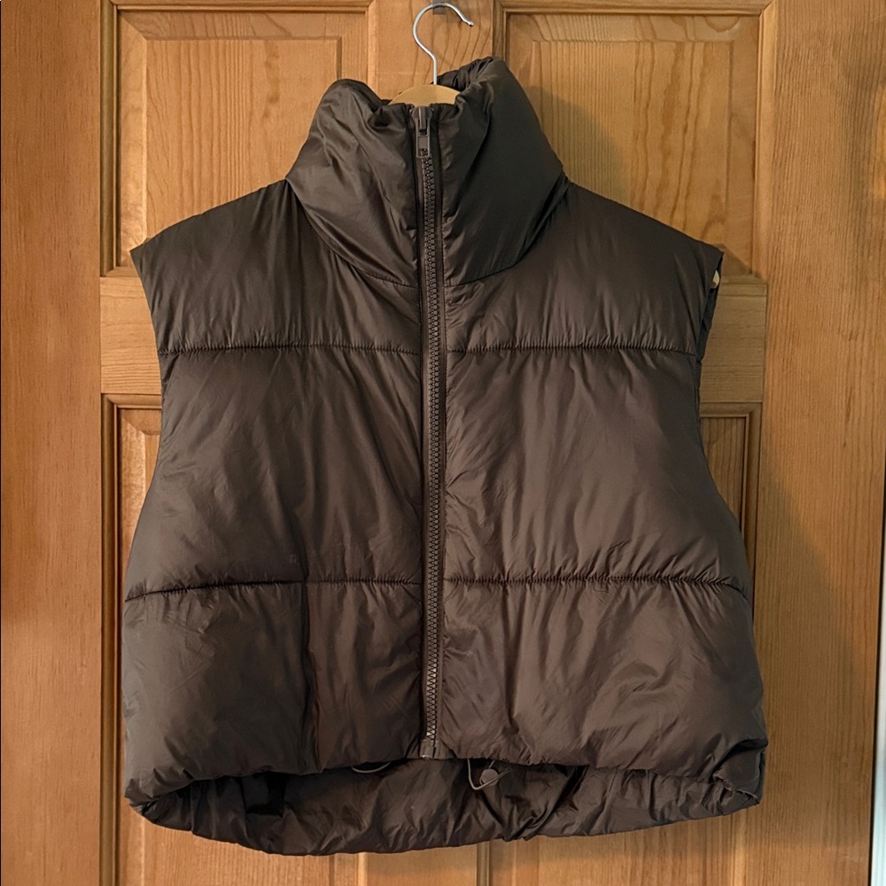 Women's Teen Girl Size Extra Small Brown Puffer Zip Up Vest